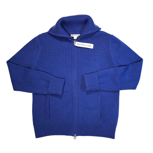 Pendleton Women's Full Zip 2-Pocket Royal Blue Sweater Size Large, New With Tags - Picture 1 of 10